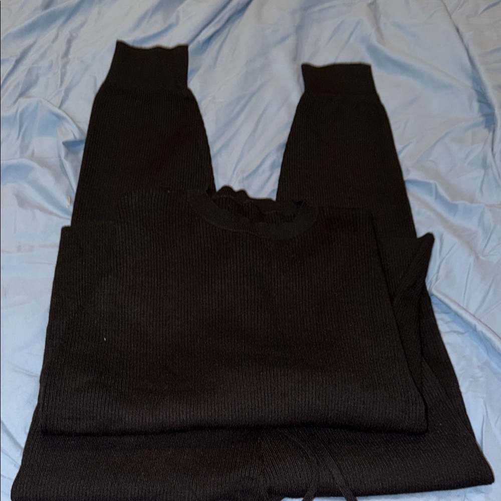 Black Knit Sweater and Pants Set